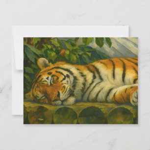 Schlafen Tiger auf Holzfällern Postkarte