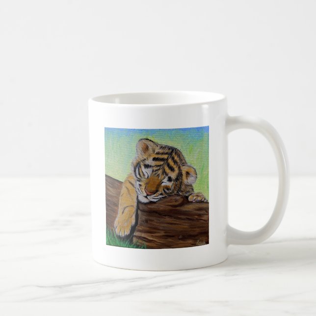 Schlafen Tiger Cub Malerei Kaffeetasse (Rechts)