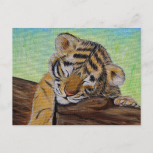 Schlafen Tiger Cub Malerei Postkarte