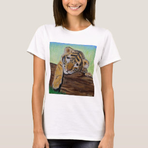 Schlafen Tiger Cub Malerei T-Shirt