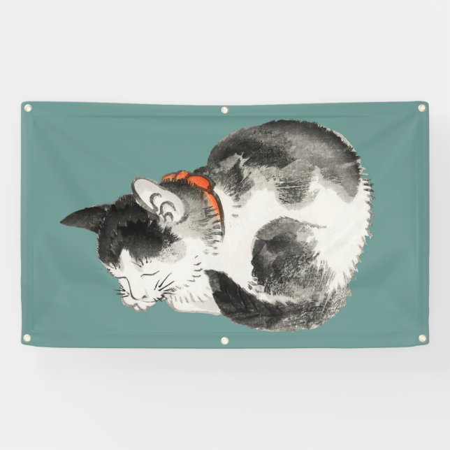SCHLAFEN VON CAT JAPANISE WOODBLOCK DRUCKBanner Banner (Horizontal)