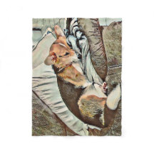 Schlafen Walisischer Corgi auf Couch