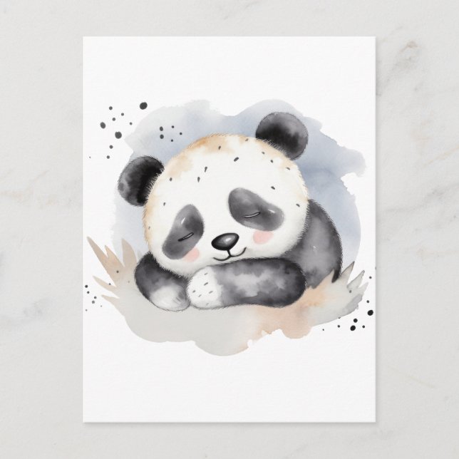 Schlafen Watercolor Baby Panda Bear Postkarte (Vorderseite)