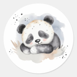 Schlafen Watercolor Baby Panda Bear Runder Aufkleber
