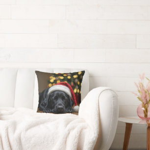 Schlafen Weihnachten Schwarzer Labrador Retriever Kissen