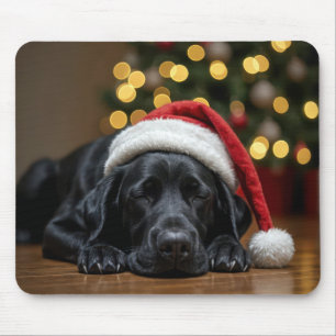 Schlafen Weihnachten Schwarzer Labrador Retriever Mousepad