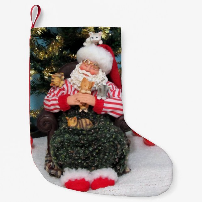 Schlafen Weihnachten und Kätzchen Weihnachten Stru Kleiner Weihnachtsstrumpf (Vorderseite)