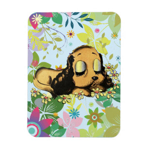 Schlafen Welpe Dog Cartoon Tiere Art Magnet