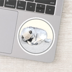 Schlafen Welpenmalerei Original Hundekunst Aufkleber