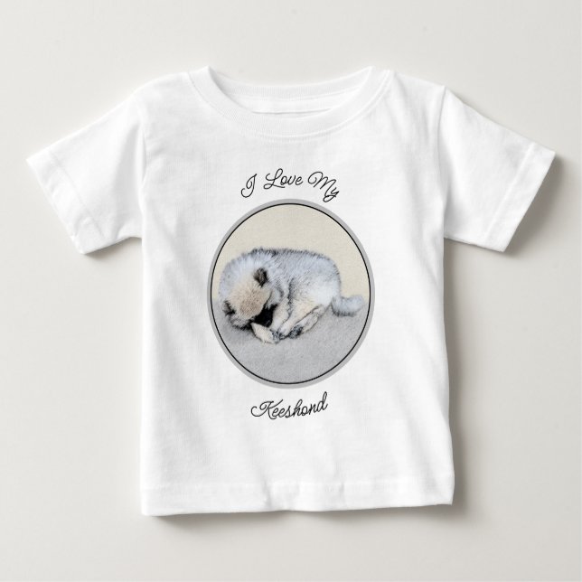 Schlafen Welpenmalerei Original Hundekunst Baby T-shirt (Vorderseite)