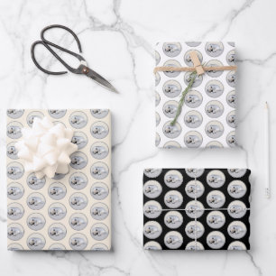 Schlafen Welpenmalerei Original Hundekunst Geschenkpapier Set