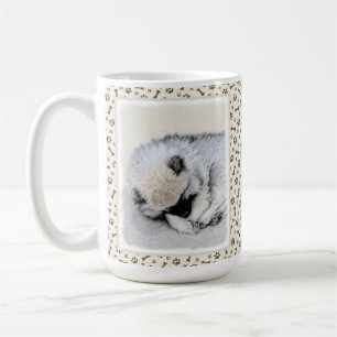 Schlafen Welpenmalerei Original Hundekunst Kaffeetasse