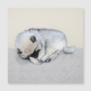 Schlafen Welpenmalerei Original Hundekunst Magnetkarte