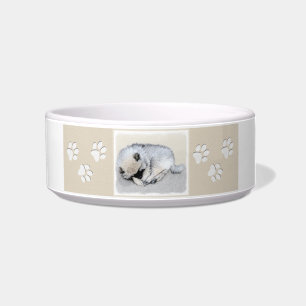 Schlafen Welpenmalerei Original Hundekunst Napf