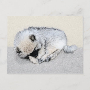 Schlafen Welpenmalerei Original Hundekunst Postkarte