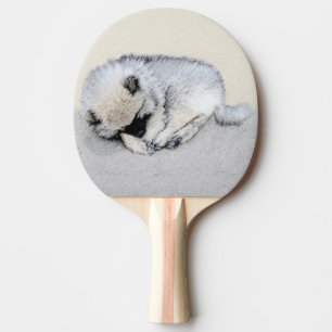 Schlafen Welpenmalerei Original Hundekunst Tischtennis Schläger