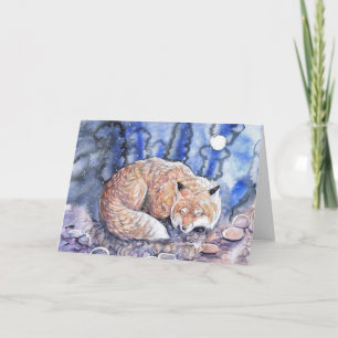 Schlafen Winterfuchs Feiertagskarte