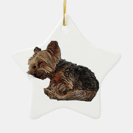 Schlafen Yorkie Keramik Ornament