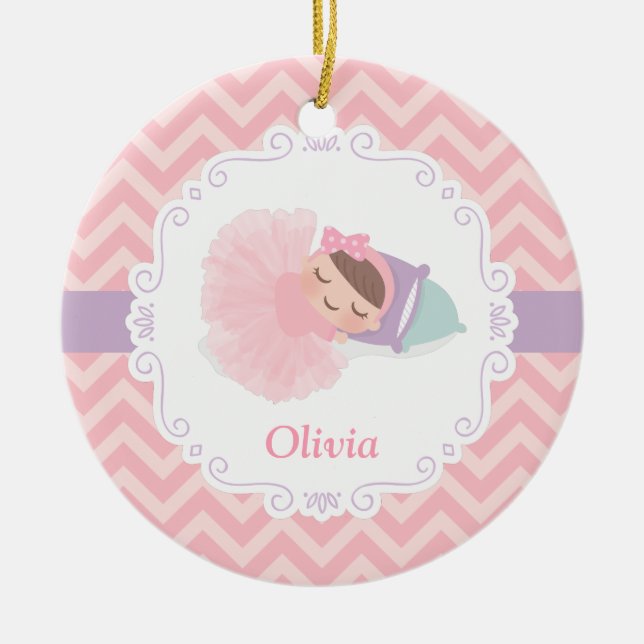 Schlafenballerina-Baby-Mädchen-personalisierte Keramikornament (Vorne)