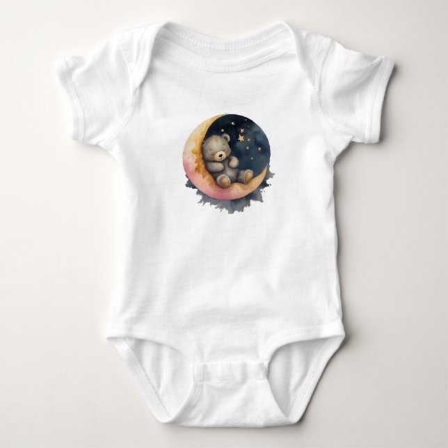Schläfenbär auf dem Mond Baby Strampler (Vorderseite)