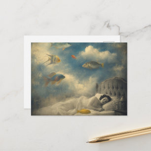 Schlafend im Ozean der Wolken und Fische Postkarte