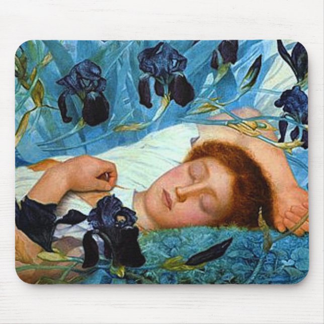 Schlafend in den Schwertlilien Mousepad (Vorne)