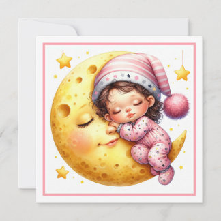 Schlafend mit dem Mond Mädchen-Baby-Party Einladung