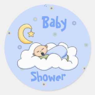 Schlafende Baby Boy Dusche Umschlag Aufkleber