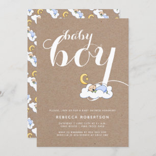 Schlafende Baby-Dusche Kraftpapiertypografie Einladung