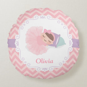 Schlafende Ballerina Baby Mädchen Kinderzimmer Dek Rundes Kissen