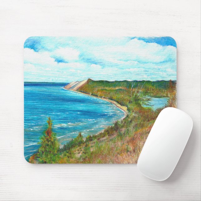 Schlafende Bären Dunes Lakeshore Michigan Beach Mousepad (Mit Mouse)