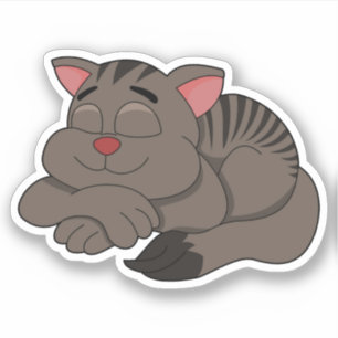 Schlafende braune Katzen-Cartoon - Vinyl-Aufkleber Aufkleber