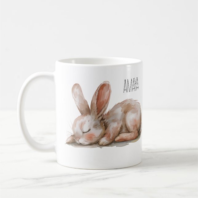 Schlafende Bunny Neutral Farben Kaffeetasse (Links)