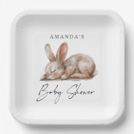 Schlafende Bunny Neutral Farben Vielen Dank Pappteller