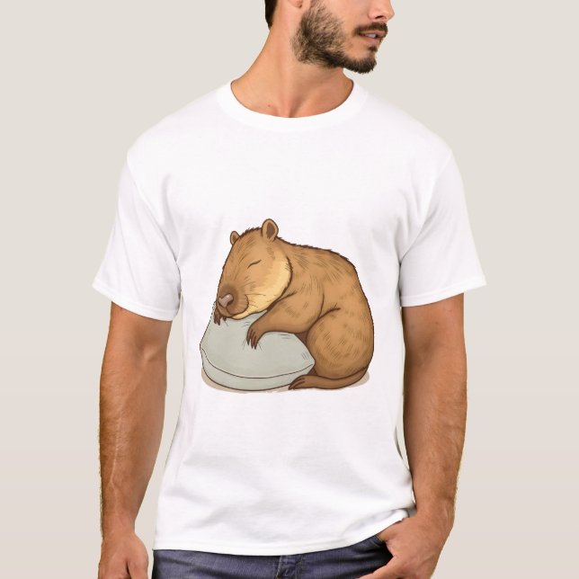 Schlafende Capybara Sleepybara T-Shirt (Vorderseite)