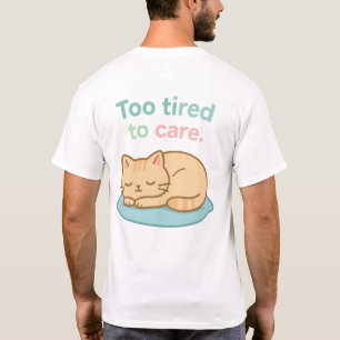 Schlafende Cartoon-Katze auf einem blauen Kissen g T-Shirt