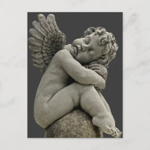 Schlafende Cherub Engel Skulptur Post Card. Postkarte