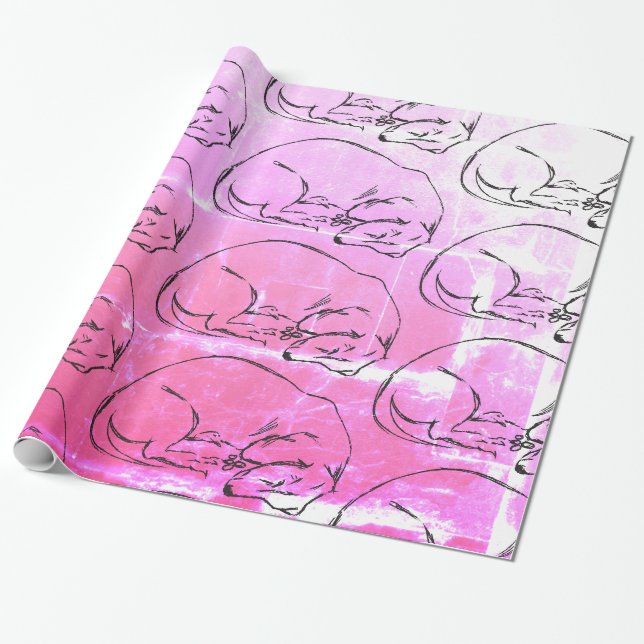 Schlafende Dackel Hundeschleife Geschenkpapier (Ungerollt)