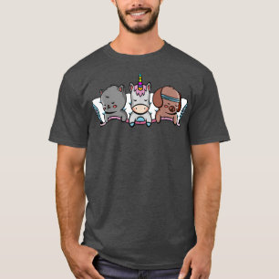 Schlafende Einhorn Katze Hunde Welpen Tiere Kawaii T-Shirt