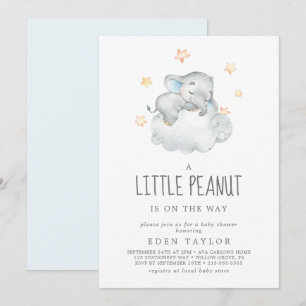Schlafende Elephant Boy Little Peanut Baby Dusche Einladung