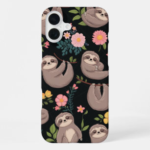 Schlafende Faultiere und florale Träume iPhone 16 Plus Hülle