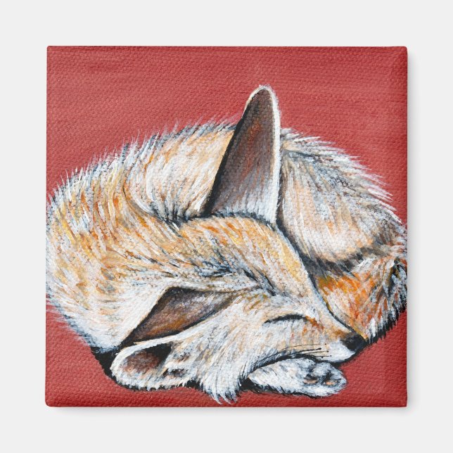 Schlafende Fennec Fox-Malerei Magnet (Vorne)