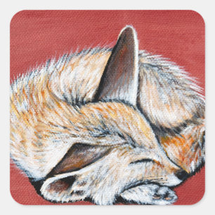 Schlafende Fennec Fox-Malerei Quadratischer Aufkleber