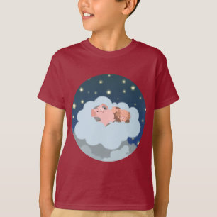 Schlafende Ferkel Cartoon Kinder T-Shirt