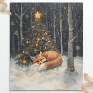 Schlafende Fox Whimsical Rustikale Weihnachtsdekou Geschenkpapier