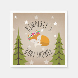 Schlafende Foxenstars + Bäume Blumendusche Serviette