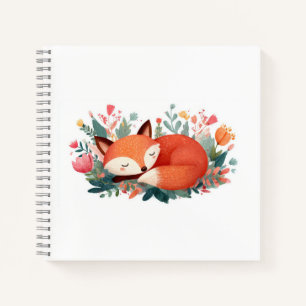 Schlafende Fuchs-Blumen-Süße-Illustration Notizbuch