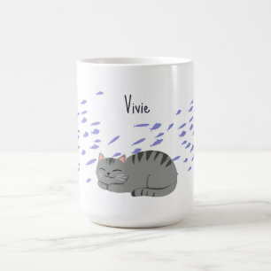 Schlafende getigerte Katze Kaffeetasse