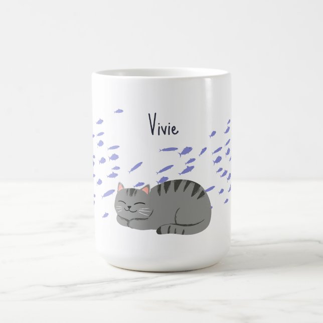 Schlafende getigerte Katze Kaffeetasse (Mittel)