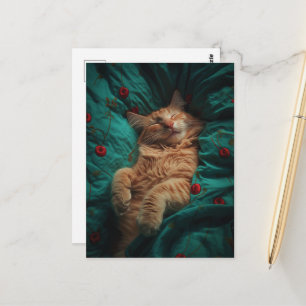 Schlafende Ginger-Katze Postkarte